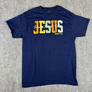 Kerusso Mens Jesus John 14:6 Graphic T-Shirt Navy Blue Size M Christian Faith